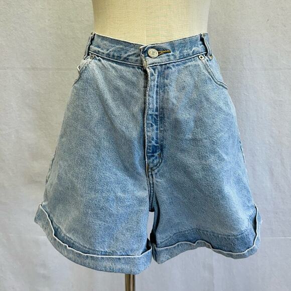 Vintage 90s JG Hook denim jean mom shorts butterfly patches 100% cotton size 14 - Picture 2 of 15
